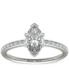 14k 白金 Riviera 密钉钻石订婚戒指（1/6 克拉总重量）